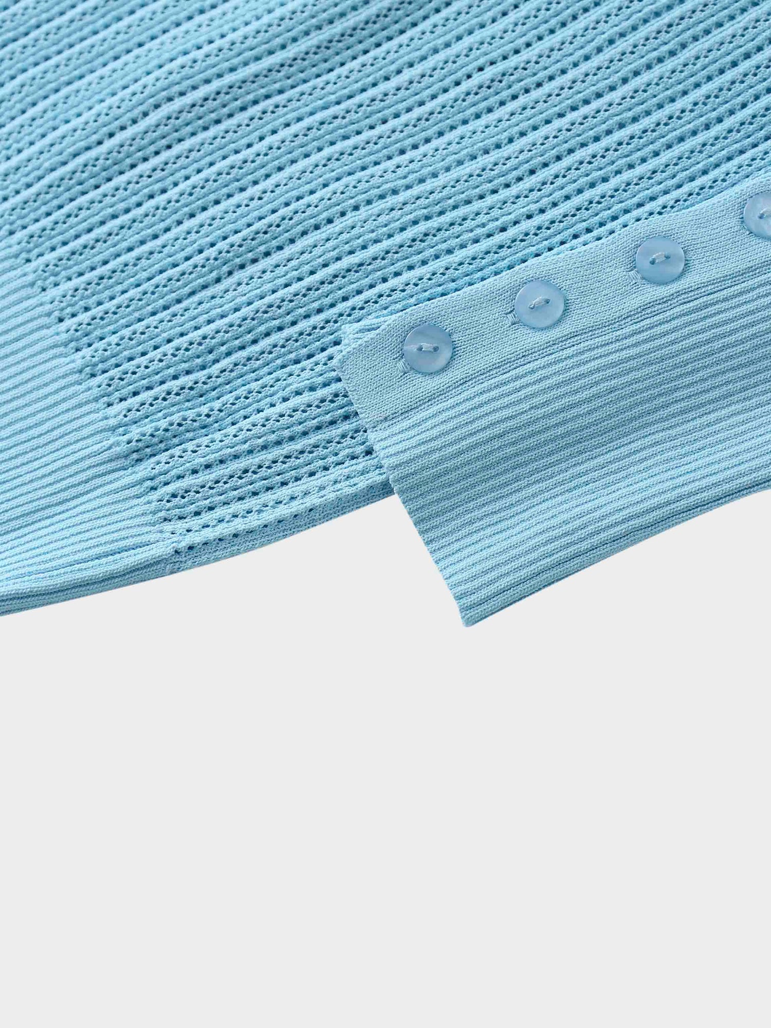 Printed Pointelle Sweater-Light Blue