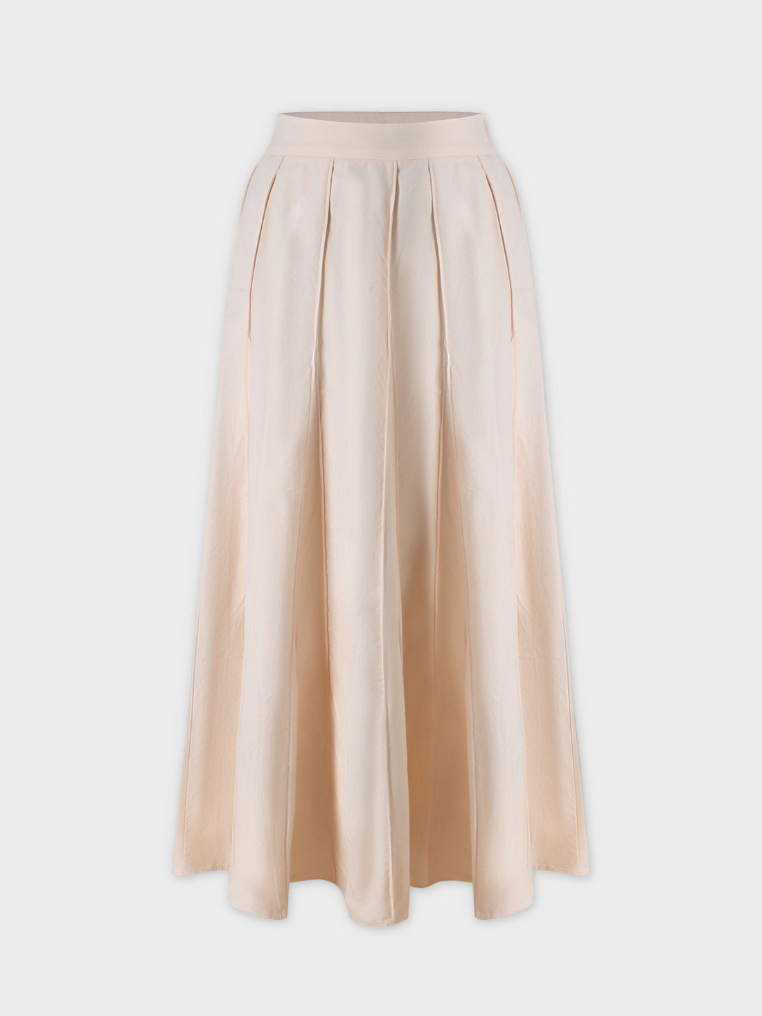 Cotton Pleated Skirt-Cream