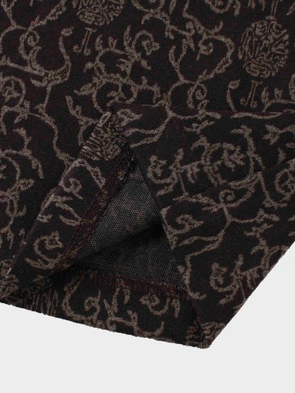 Boxy Mock Neck Top-Brown Vines