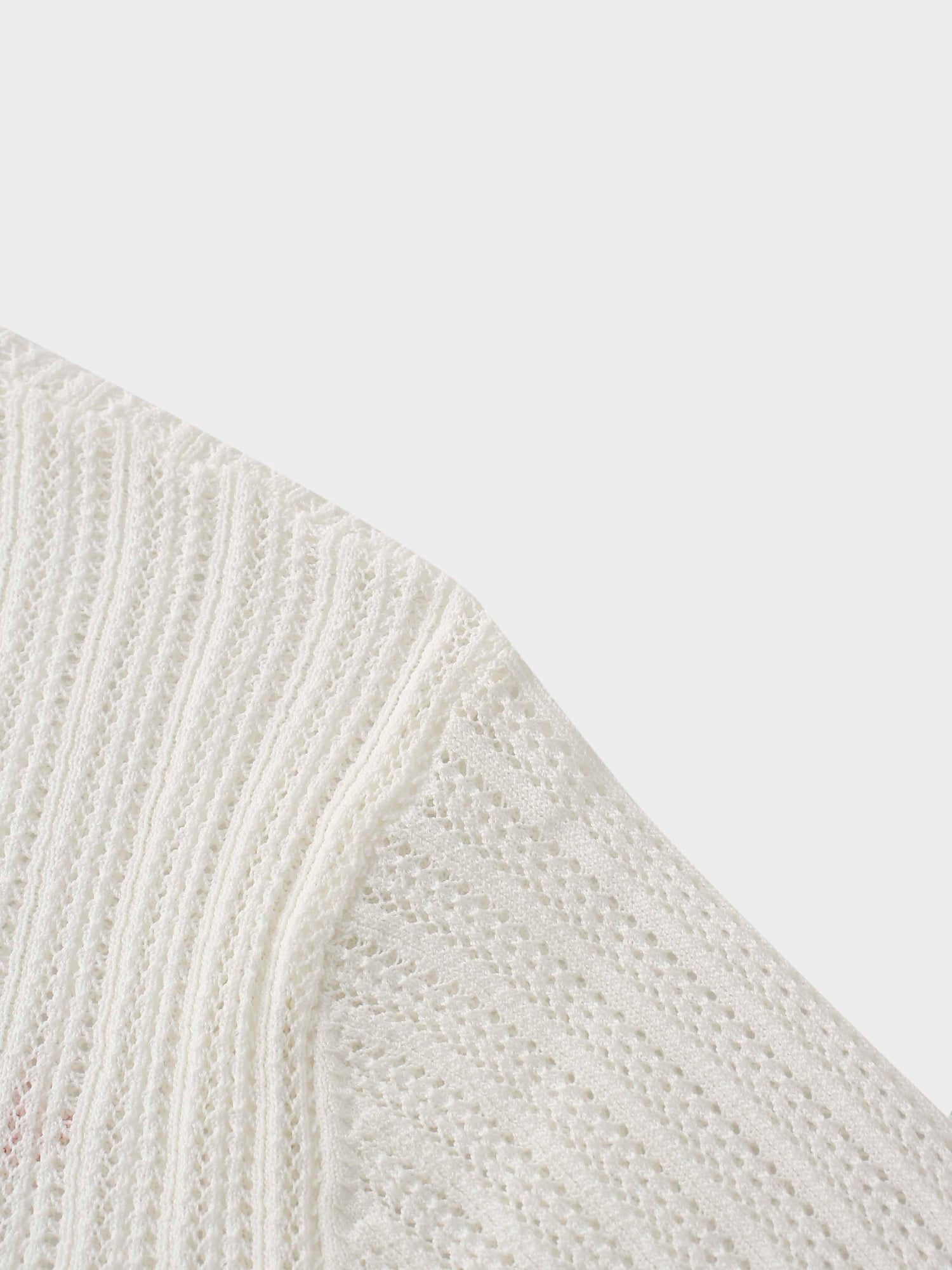 Printed Pointelle Sweater-White