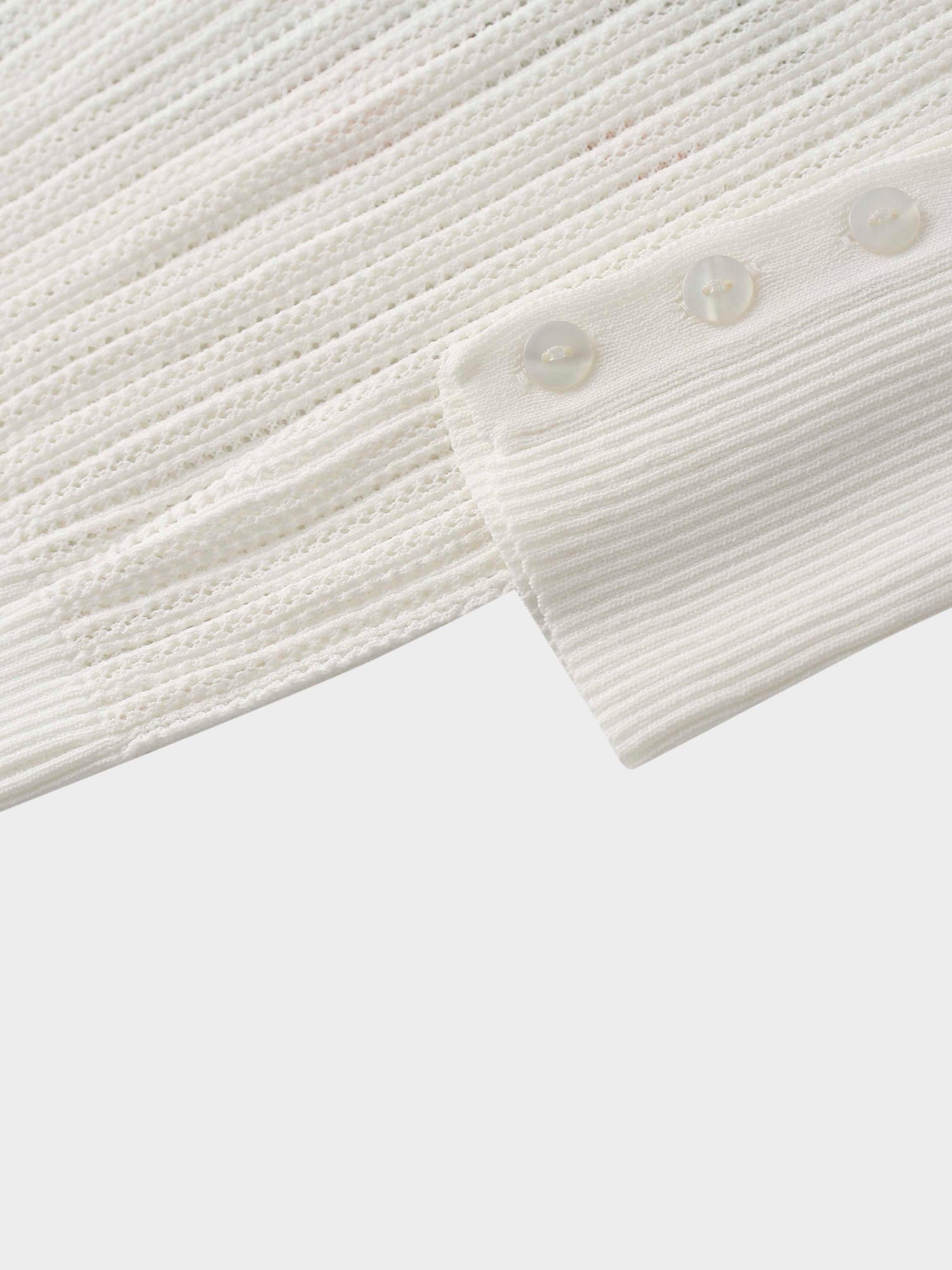 Printed Pointelle Sweater-White