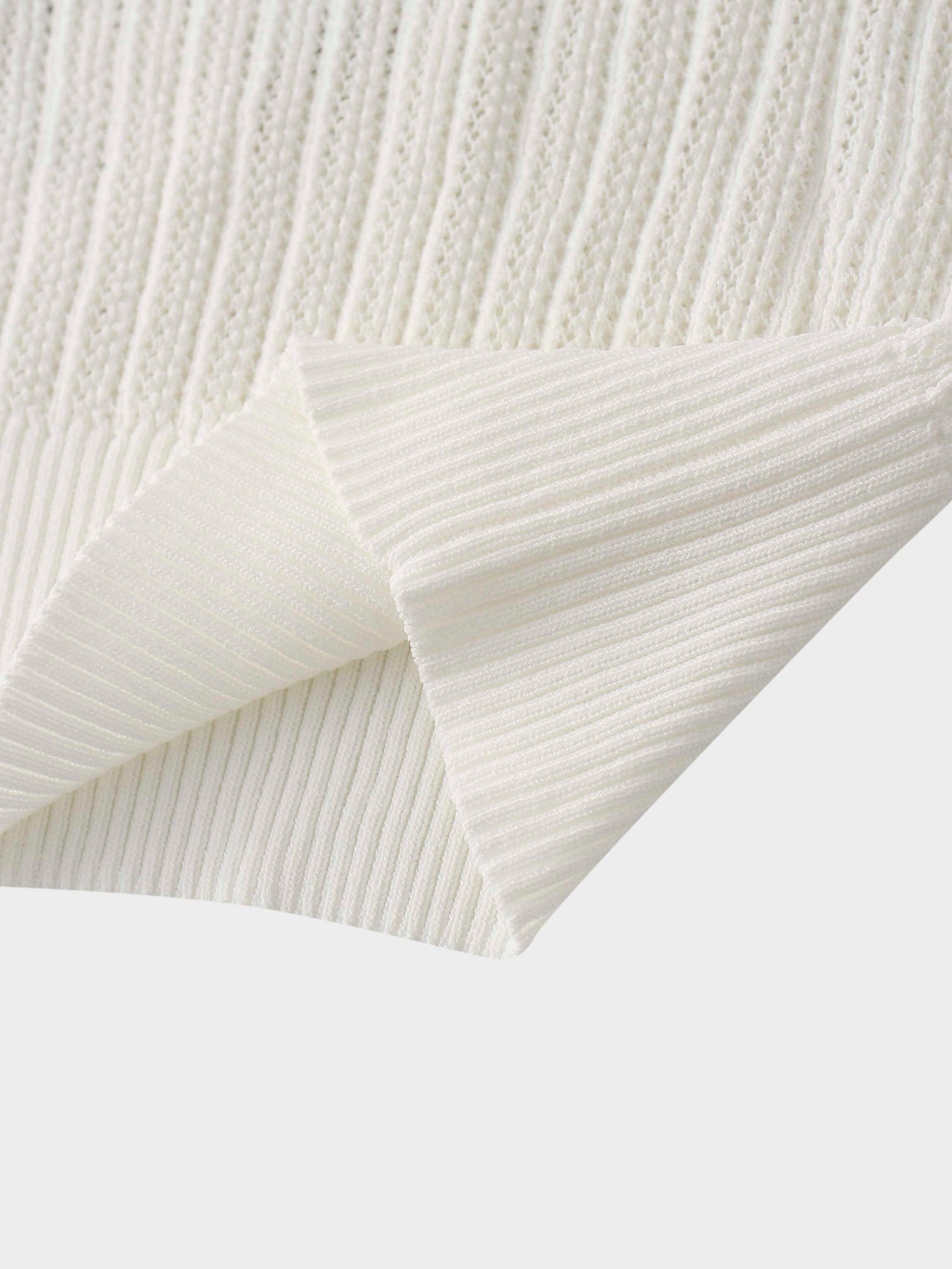 Printed Pointelle Sweater-White