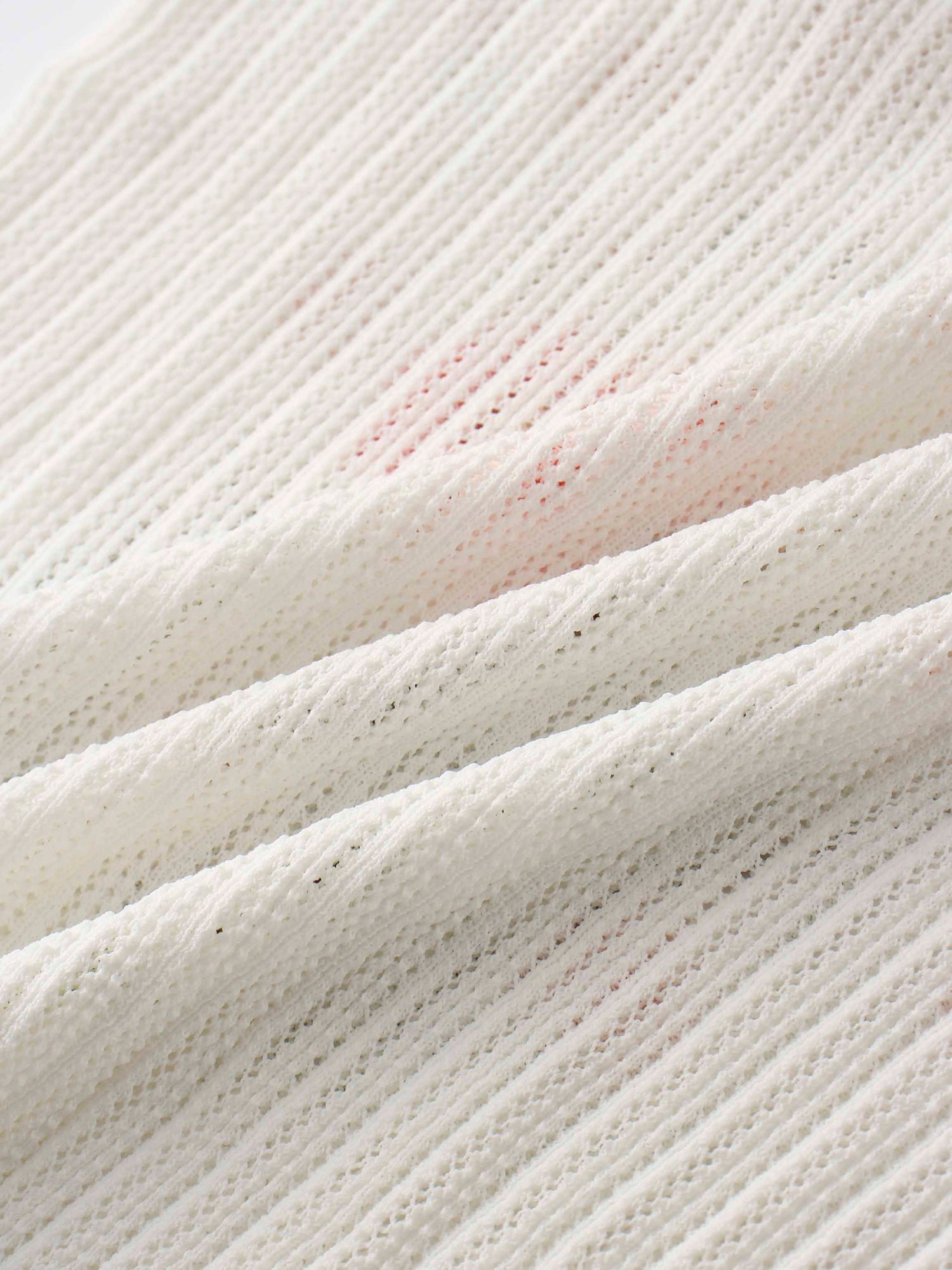 Printed Pointelle Sweater-White