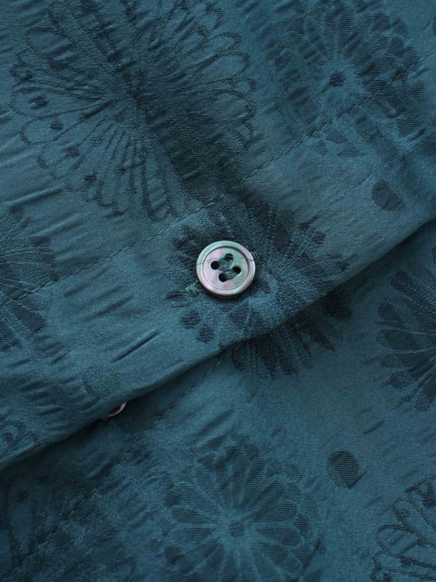 Collared A-Line Shirtdress-Teal Floral