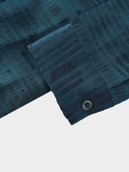 Collared A-Line Shirtdress-Teal Floral