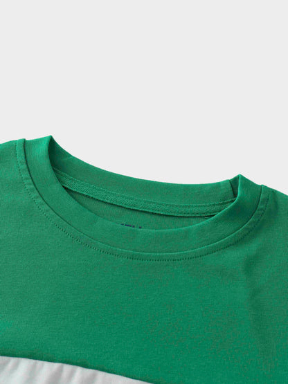 Wide Stripe Bomber Tee-Kelley Green/White