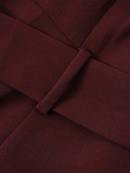 Asymmetrical Bottom Belted Dress-Burgundy
