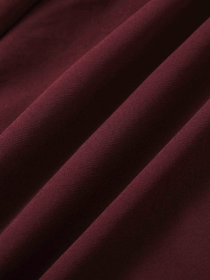Asymmetrical Bottom Belted Dress-Burgundy