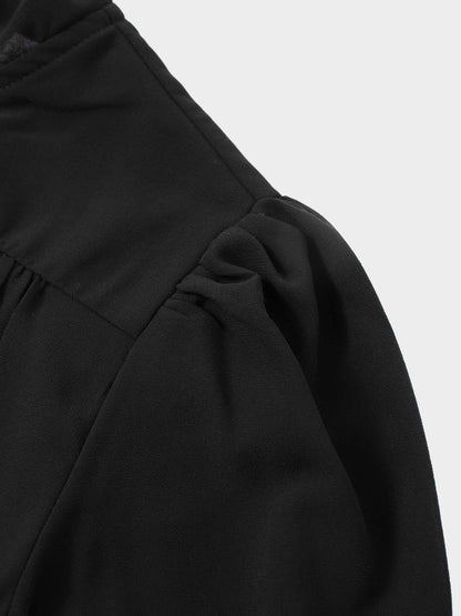 Asymmetrical Bottom Belted Dress-Black
