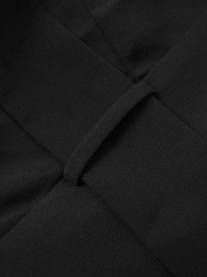 Asymmetrical Bottom Belted Dress-Black