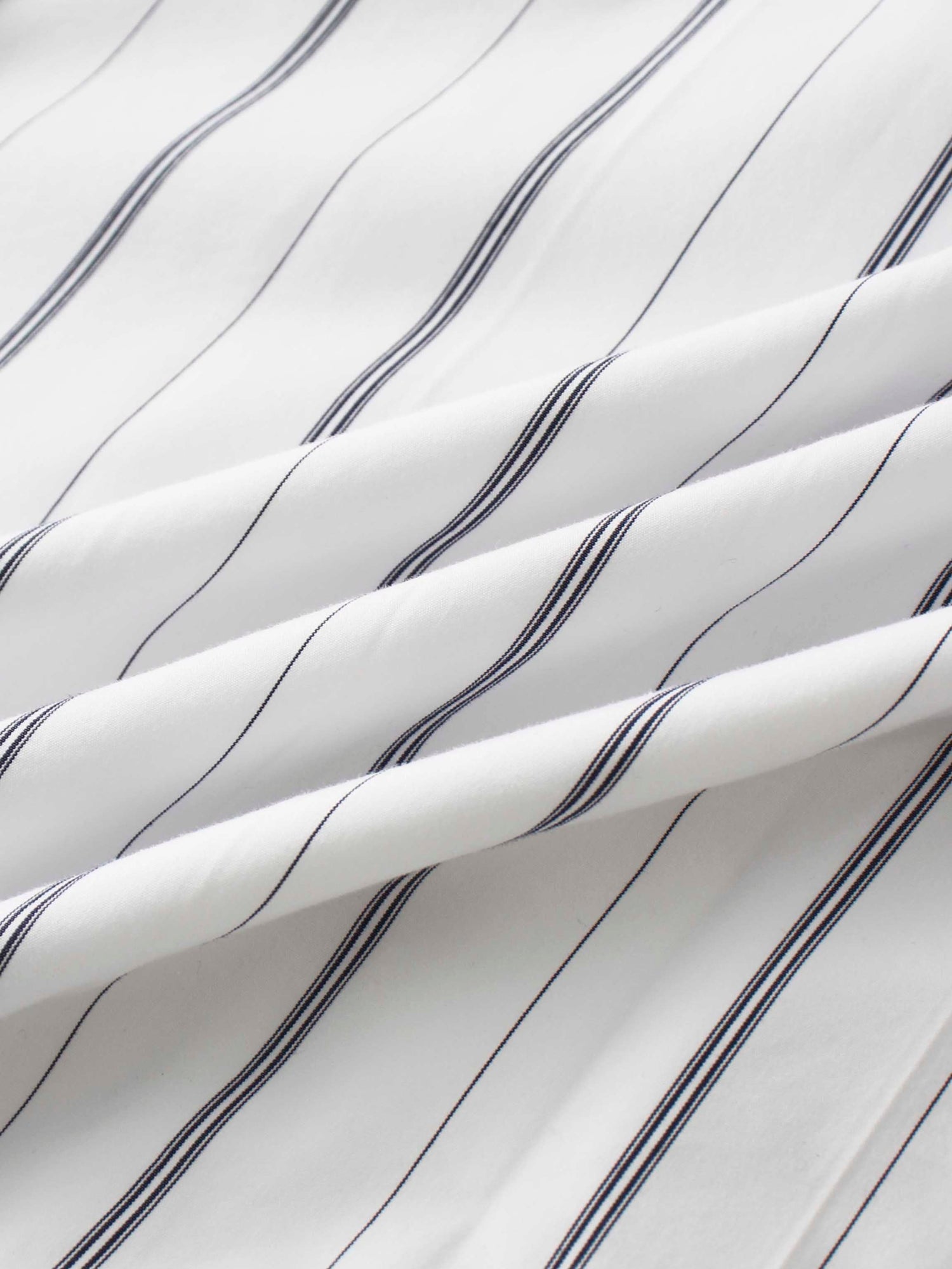 Jeweled Collar Belted Shirtdress-White Pinstripe