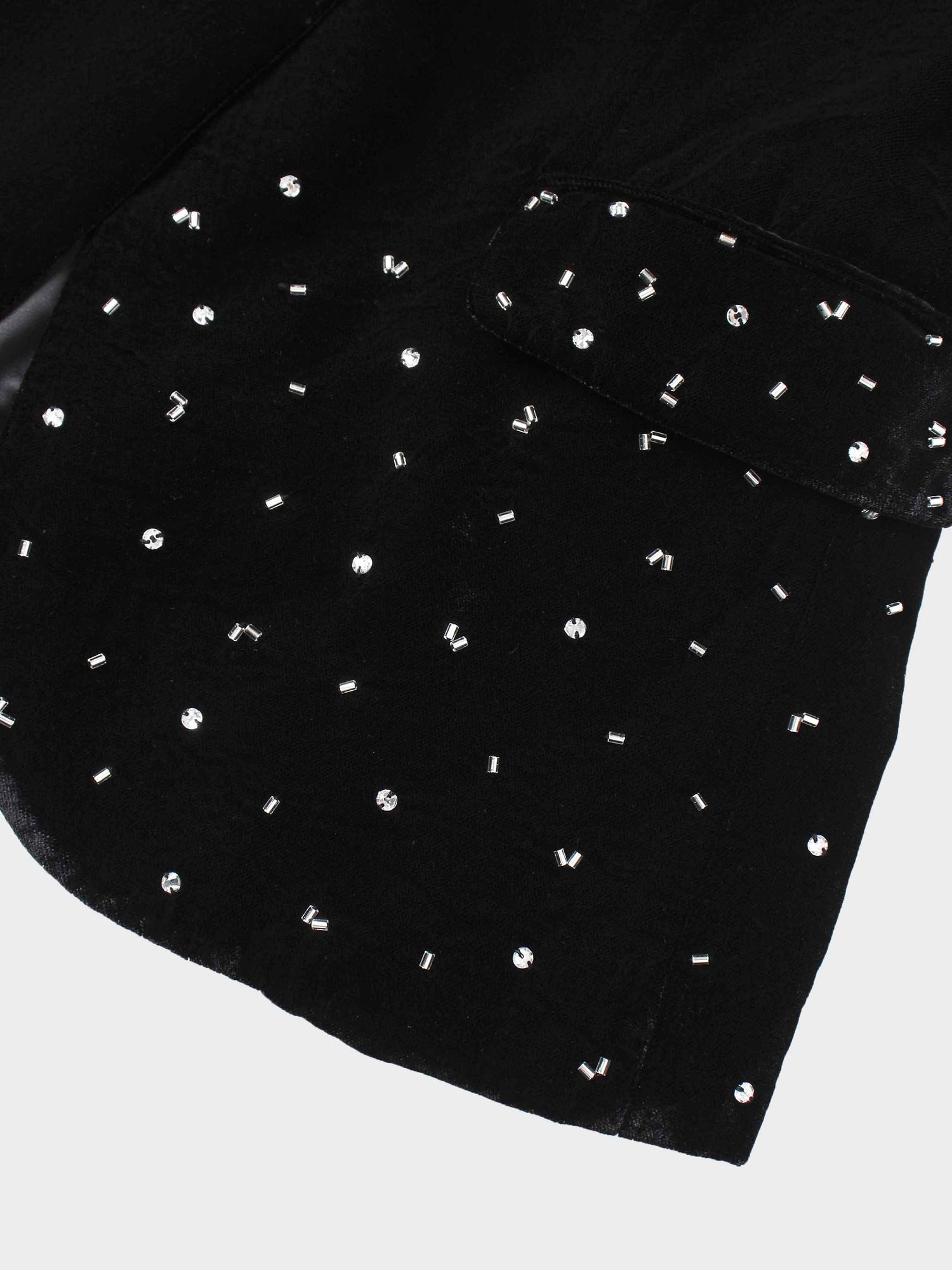 Embellished Velvet Blazer-Black