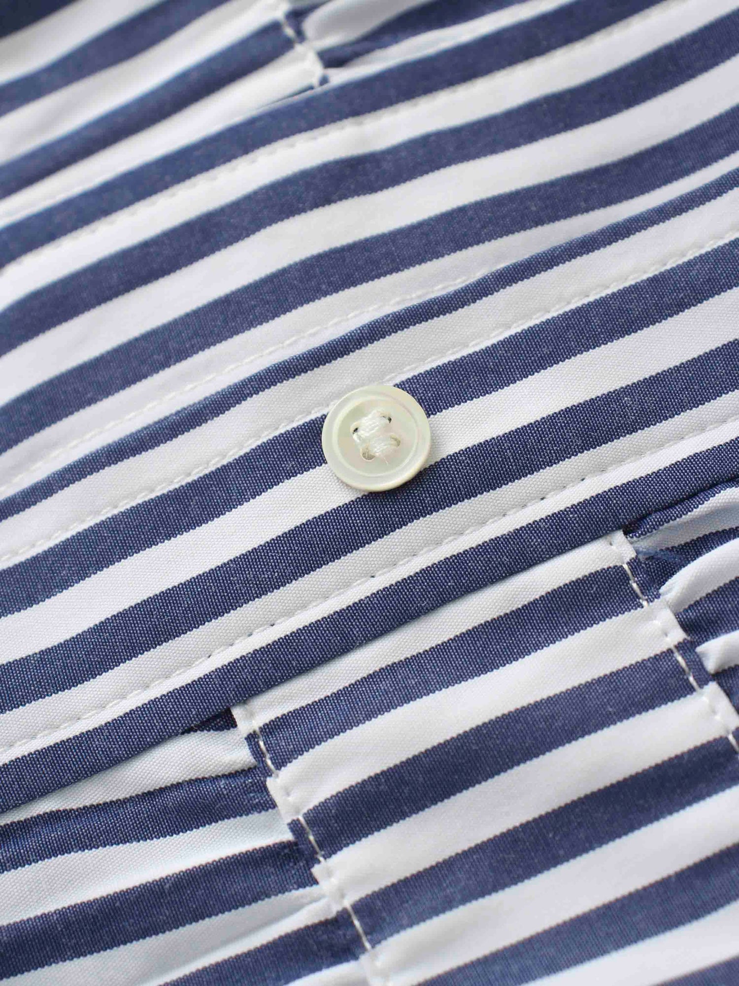 Pleat Bottom Waisted Shirtdress-Navy Pinstripe