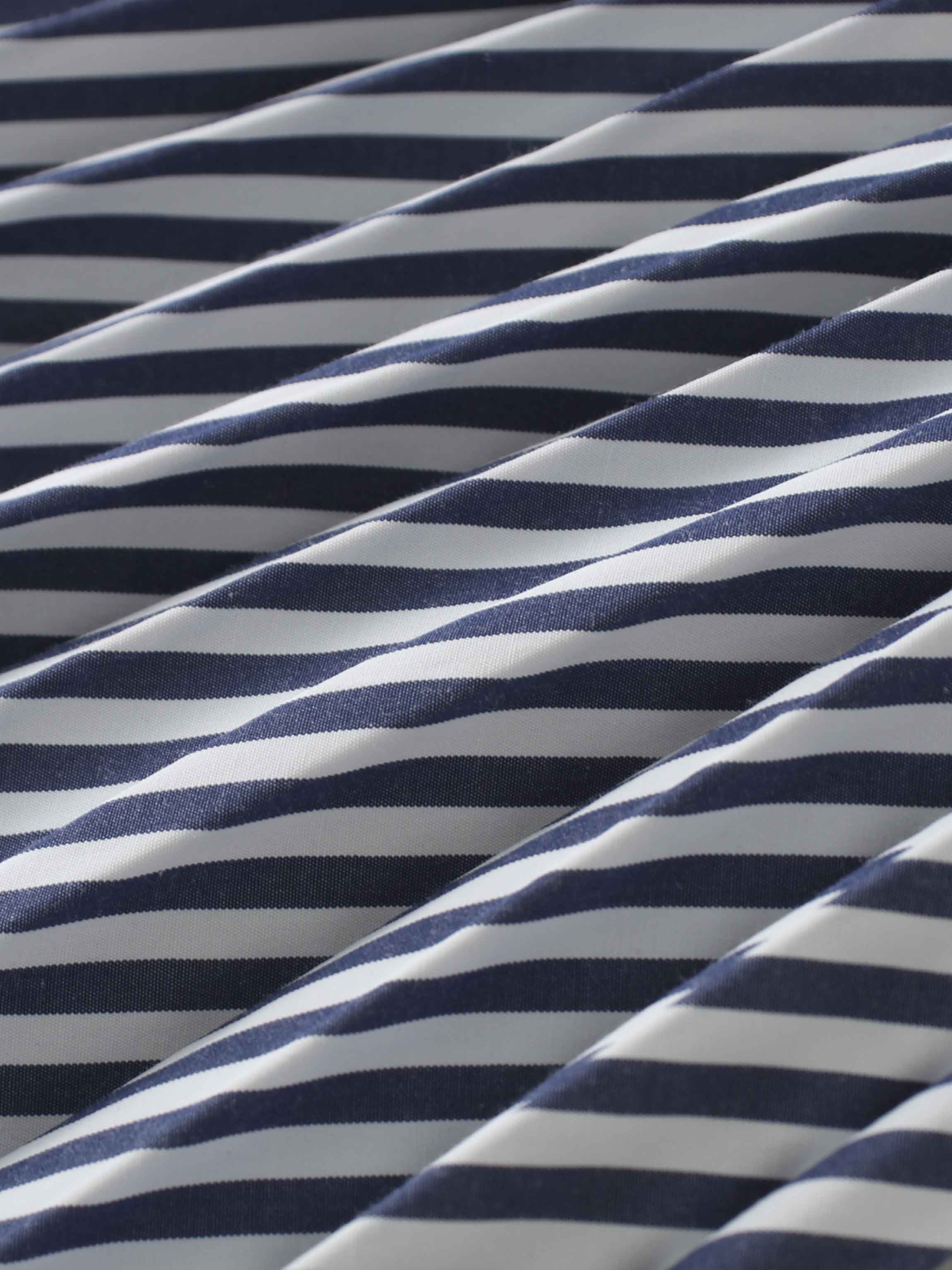 Pleat Bottom Waisted Shirtdress-Navy Pinstripe