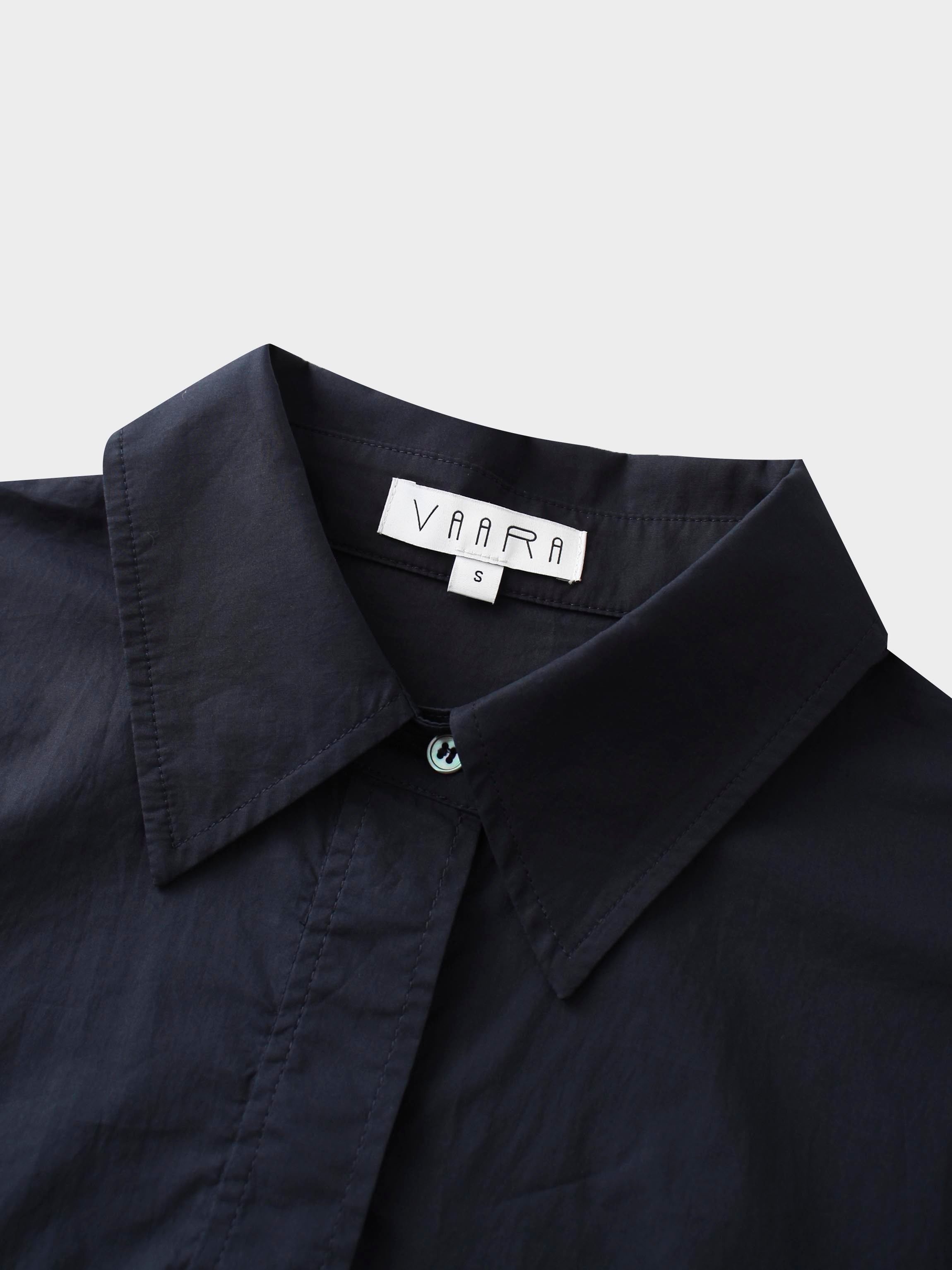 Button Overlay Shirtdress-Navy