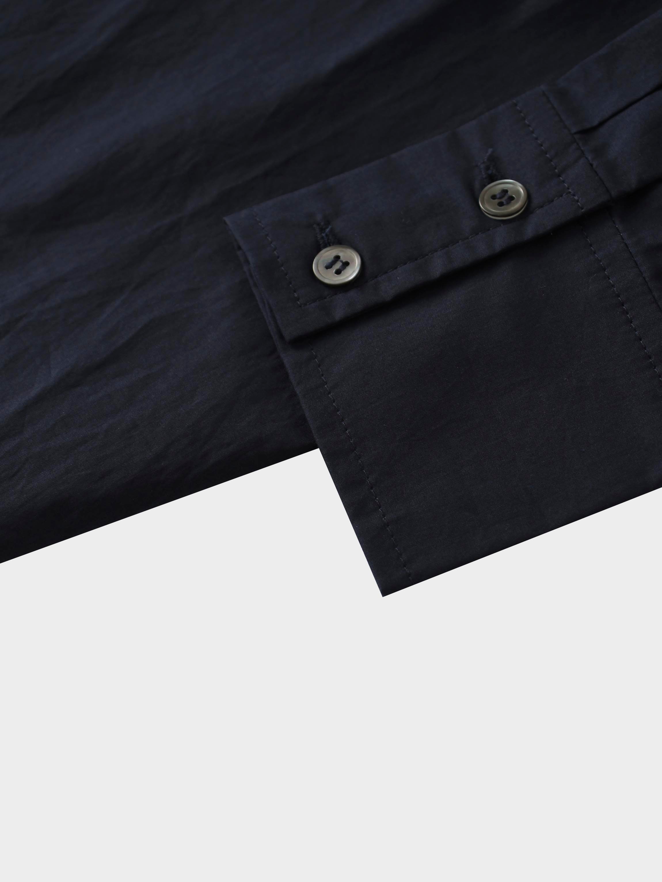 Button Overlay Shirtdress-Navy