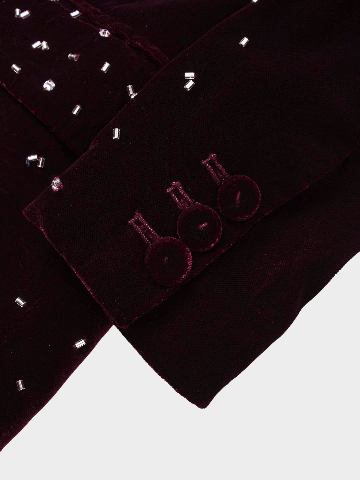 Embellished Velvet Blazer-Burgundy