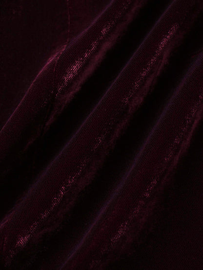 Embellished Velvet Blazer-Burgundy