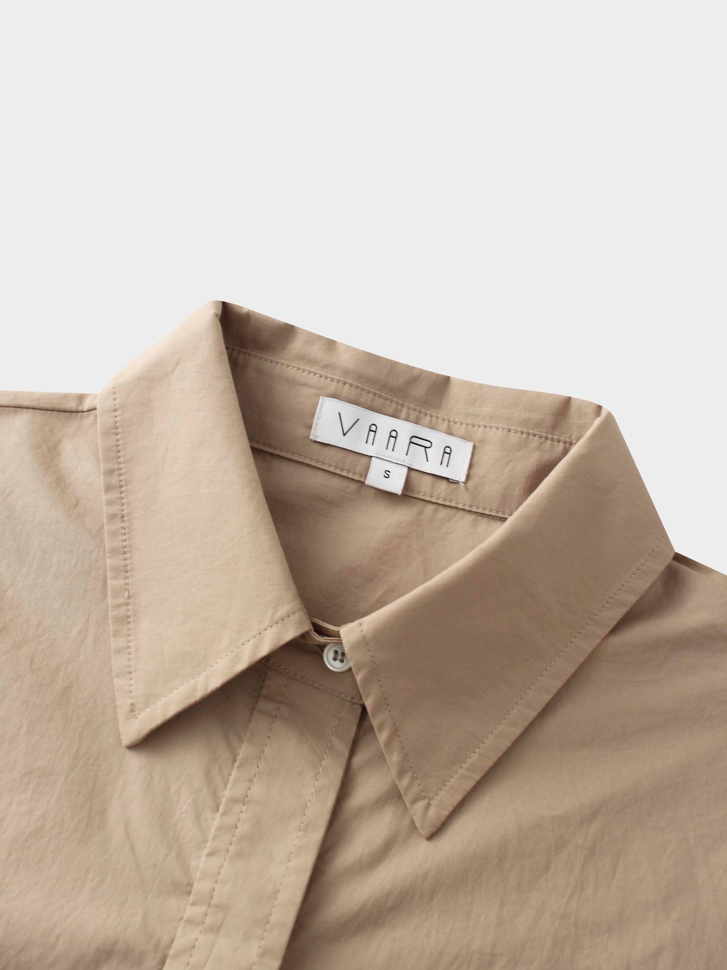 Button Overlay Shirtdress-Tan