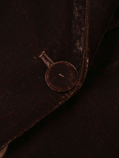 Embellished Velvet Blazer-Brown