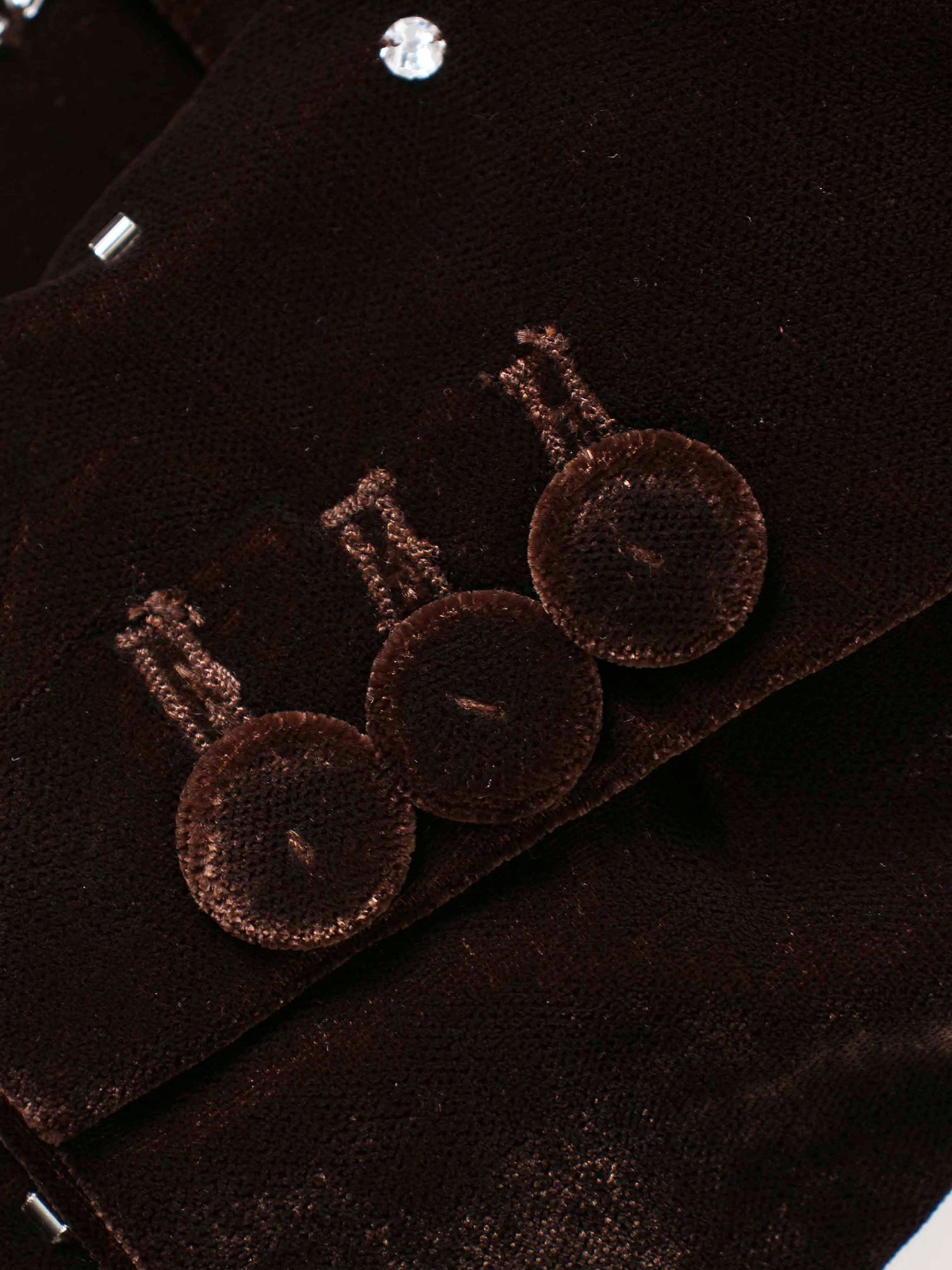 Embellished Velvet Blazer-Brown