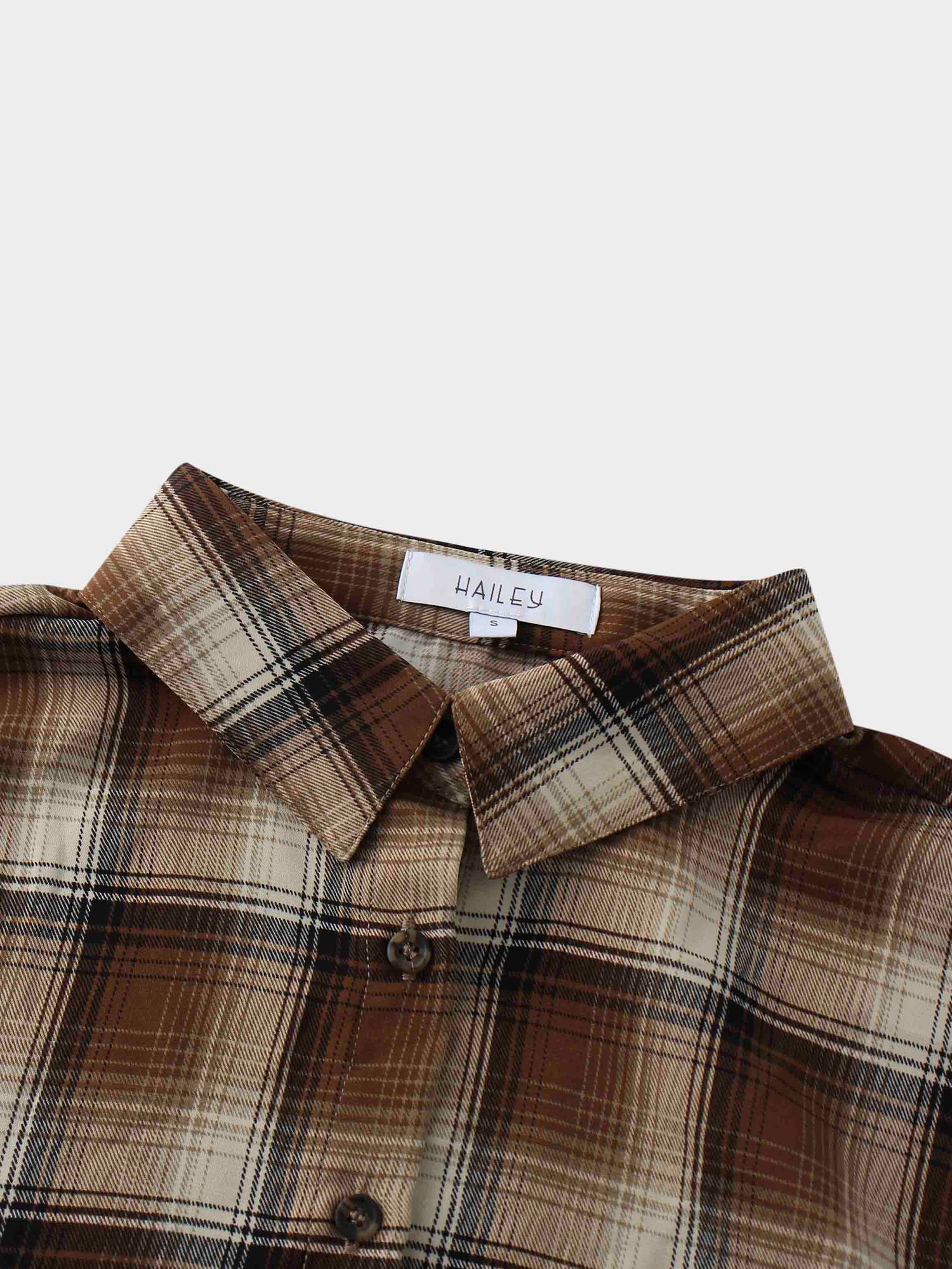 Button Down Blouse-Brown Plaid