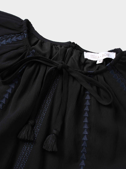 Tiered Dress-Black/Navy