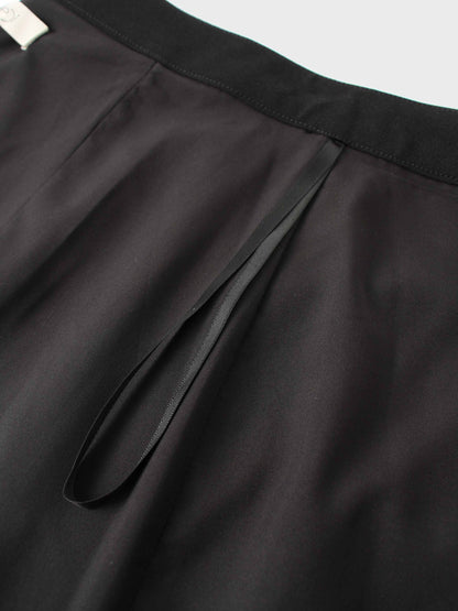 Gold Button Straight Pocket Skirt-Black