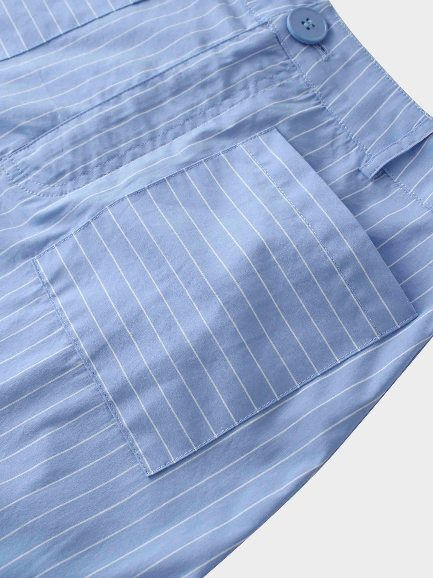 Pinstripe Straight Pocket Skirt-Light Blue
