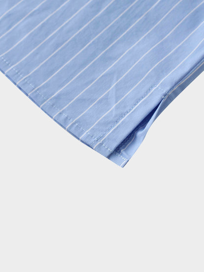 Pinstripe Straight Pocket Skirt-Light Blue