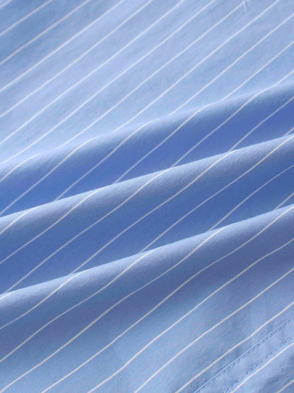 Pinstripe Straight Pocket Skirt-Light Blue