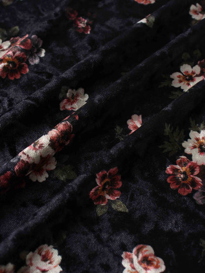 Printed Velour Turtleneck-Rosy