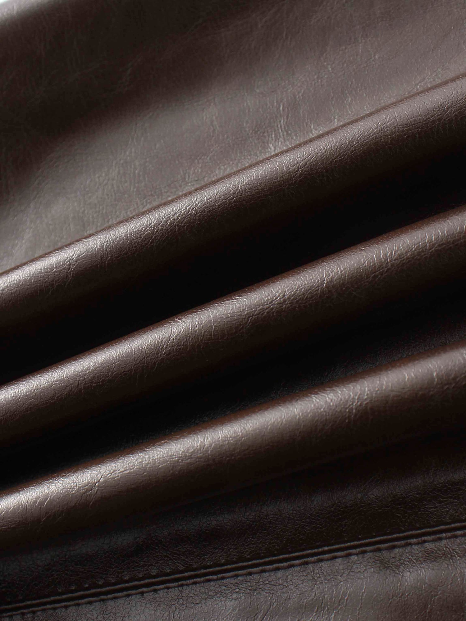 Coated Faux Leather A-Line Skirt-Brown
