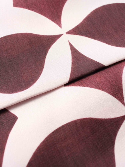 Geometric Pleat Skirt-Burgundy/Pink
