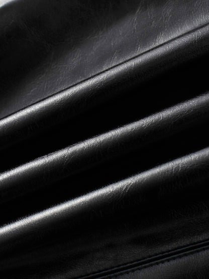 Coated Faux Leather A-Line Skirt-Black