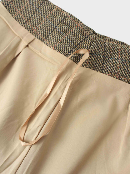 Tweed Herringbone Fringe Skirt 35"-Olive