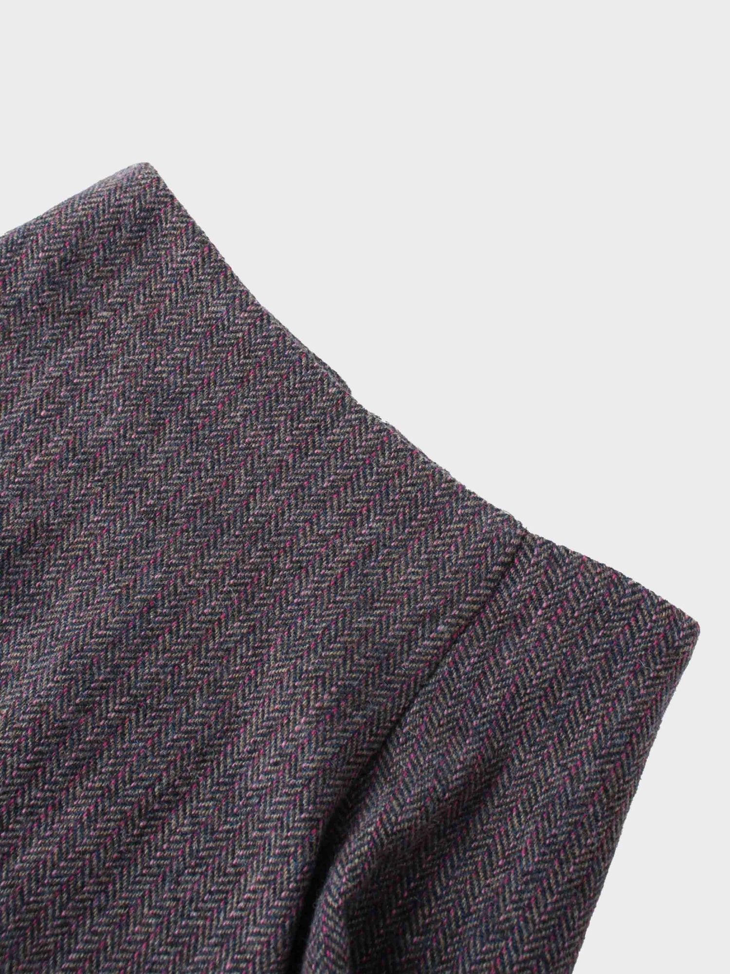 Tweed Herringbone Fringe Skirt 35"-Pink/Purple