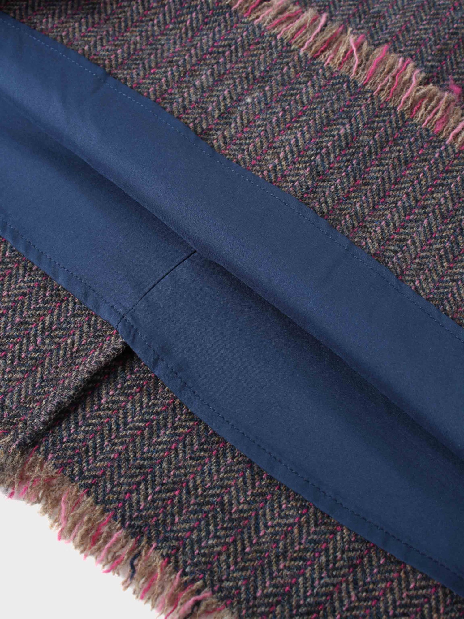 Tweed Herringbone Fringe Skirt 35"-Pink/Purple