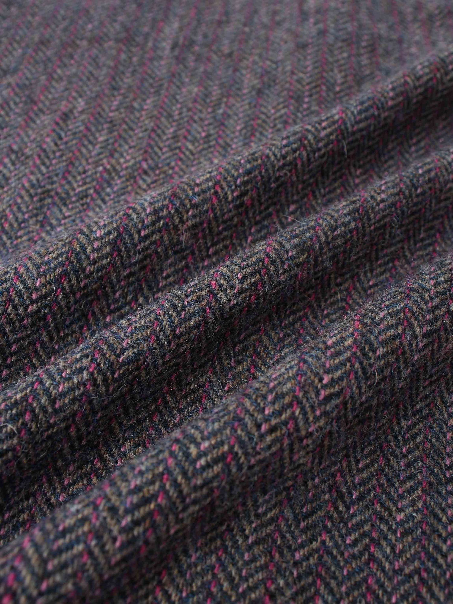 Tweed Herringbone Fringe Skirt 35"-Pink/Purple