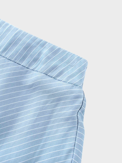Pinstripe Circle Skirt-Light Blue/White