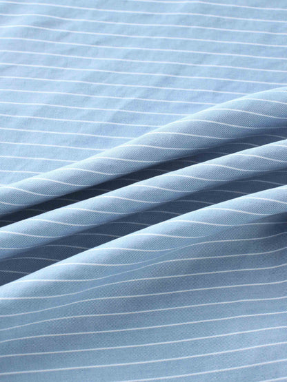 Pinstripe Circle Skirt-Light Blue/White