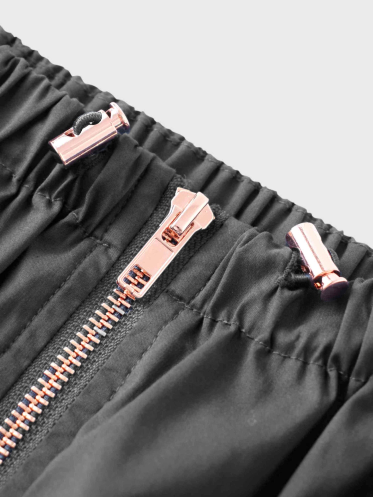 Front Zipper Cotton Circle Skirt-Black