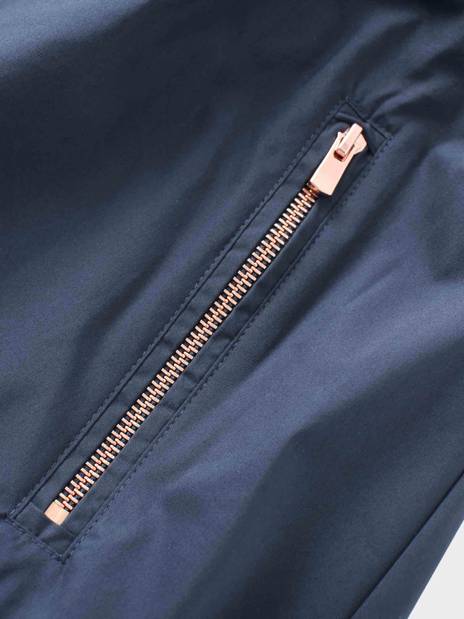 Front Zipper Cotton Circle Skirt-Navy