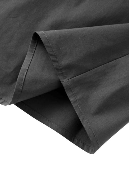 Front Zipper Cotton Circle Skirt-Black