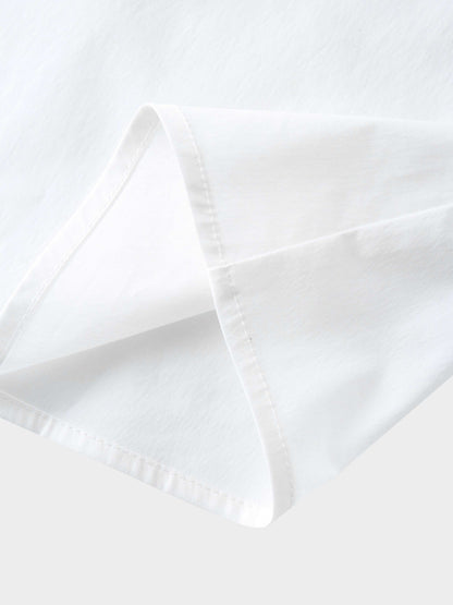 Front Zipper Cotton Circle Skirt-White