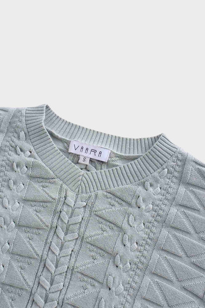 Cross Stitch Sweater-Slate Blue