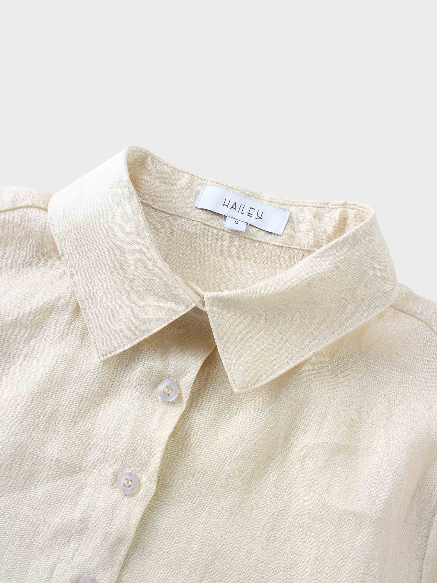 Linen Button Down Blouse-Ecru