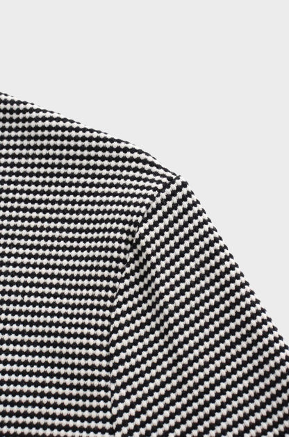Waffle Striped Crew Tee-Black/White