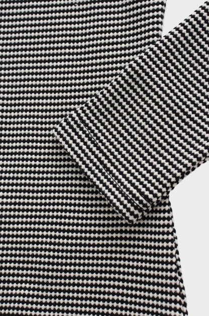 Waffle Striped Crew Tee-Black/White