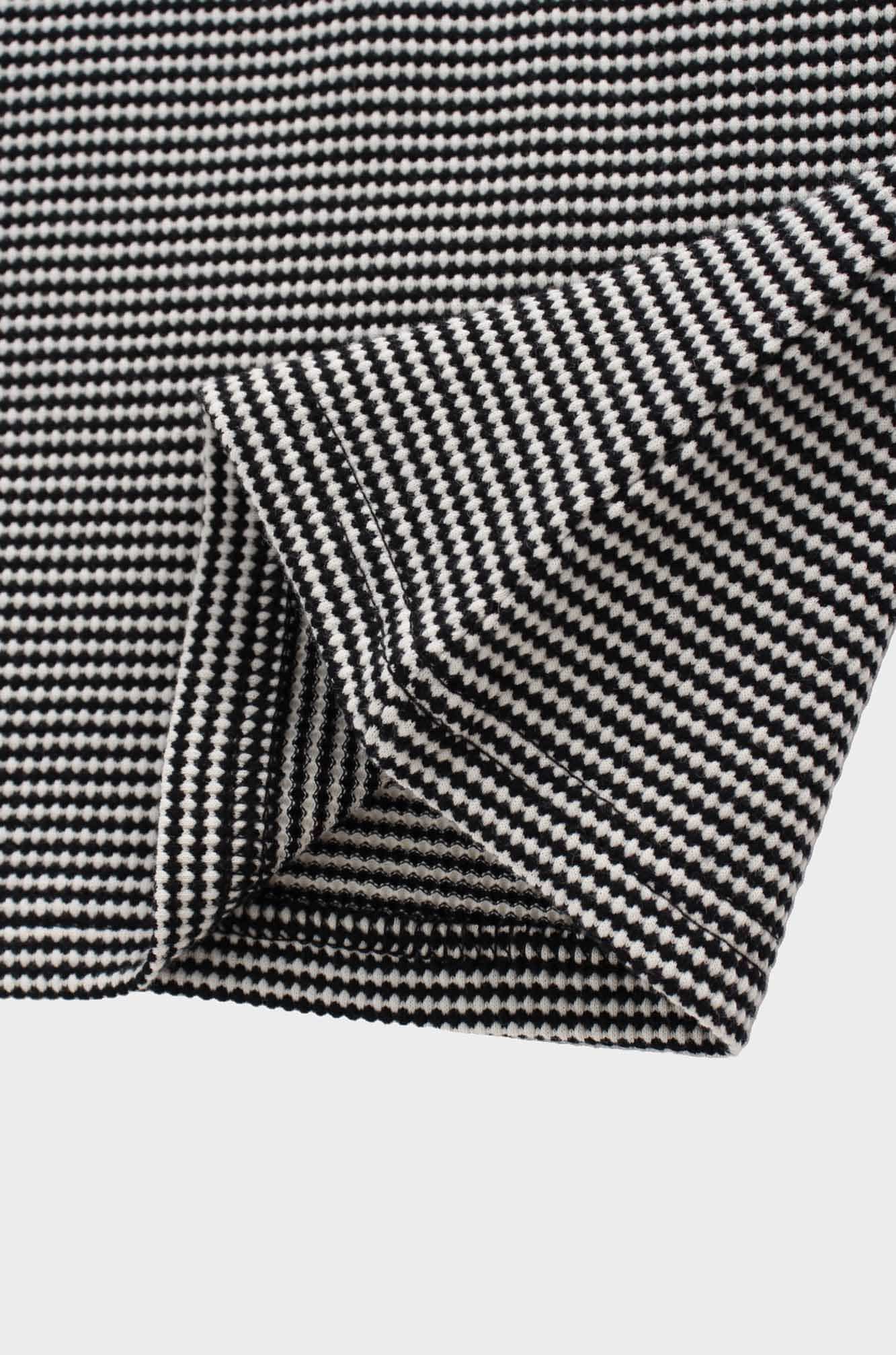 Waffle Striped Crew Tee-Black/White